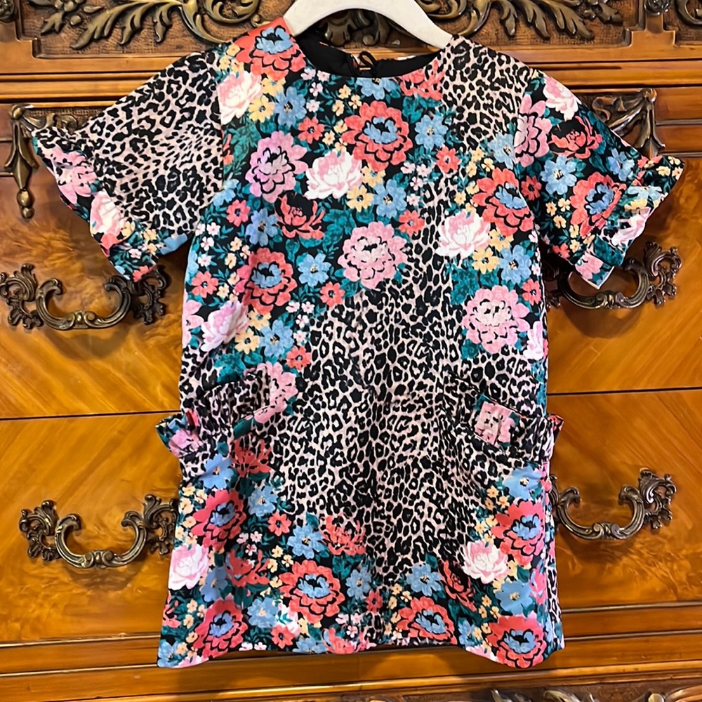 Janie & Jack Size 2 Floral Leopard Print Dress Boutique Girl’s Clothing